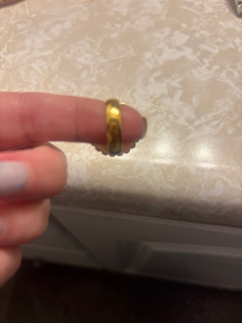 Coach Gold-Tone ring with Black and white logo Center - Picture 2 of 7